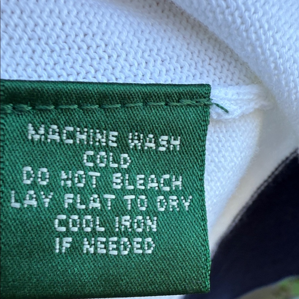 Lauren Ralph Lauren White Short Sleeve Henley Tee with Navy Trim - Picture 5 of 5
